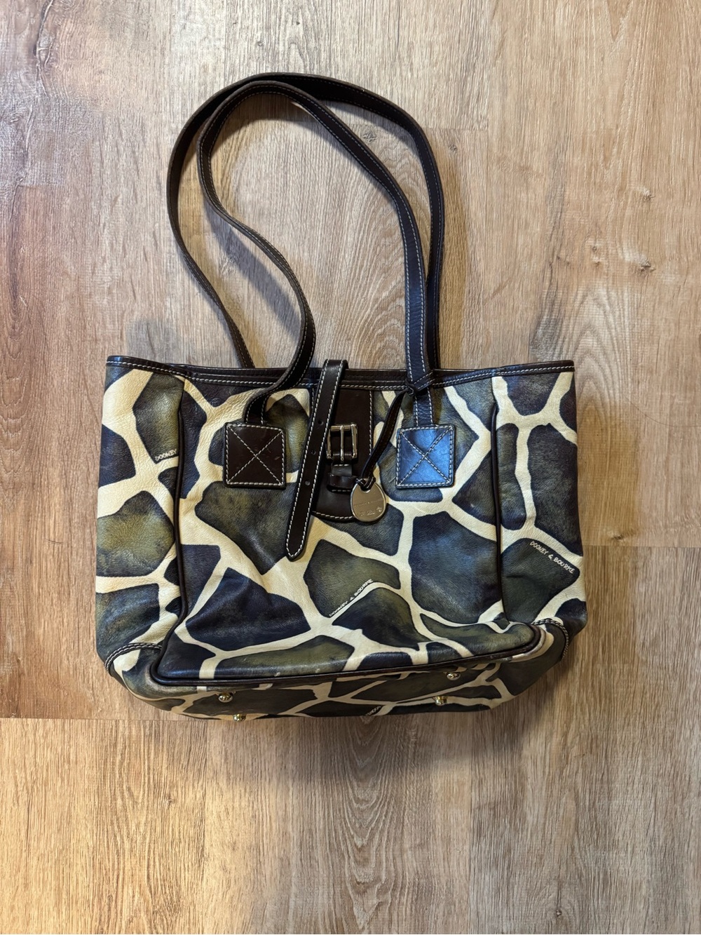 Vintage Dooney & Bourke Giraffe Print Shoulder Tote